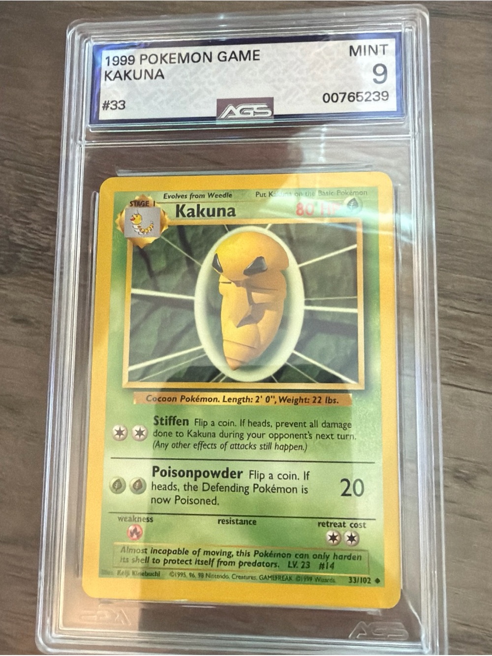 1999 Pokémon Game Kakuna #33 AGS slab mint 9 card